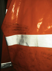 Tingley Fire Flame Retardant Orange PVC Rain Slicker Jacket with Safety Reflector Stripes Men's Size Medium ASTM D6413-99