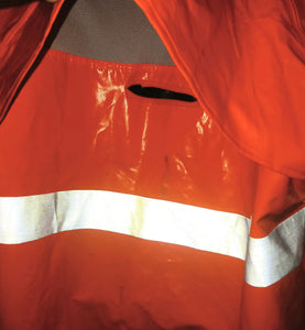 Tingley Fire Flame Retardant Orange PVC Rain Slicker Jacket with Safety Reflector Stripes Men's Size Medium ASTM D6413-99