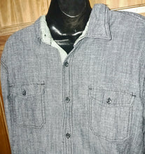 Load image into Gallery viewer, Lee Gray Black Heavy Chambray Denim Shirt Men&#39;s Size Large Cotton Long Sleeves
