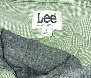Lee Gray Black Heavy Chambray Denim Shirt Men's Size Large Cotton Long Sleeves