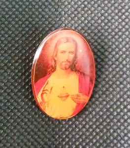 Vintage Jesus Christ Religious Pinback Lapel Hat Pin Oval Shape