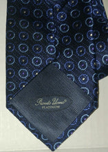Load image into Gallery viewer, Pronto Uomo Platinum Designer Men&#39;s Silk Necktie Dark Blue with Round Circles
