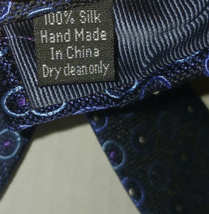 Pronto Uomo Platinum Designer Men's Silk Necktie Dark Blue with Round Circles