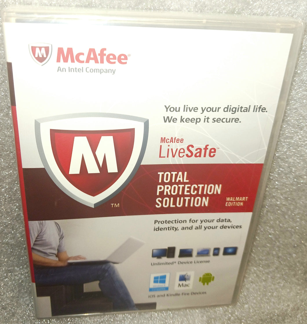 McAfee LiveSafe Computer Protection Software NWT New 2013 Windows Mac Android BlackBerry IOS