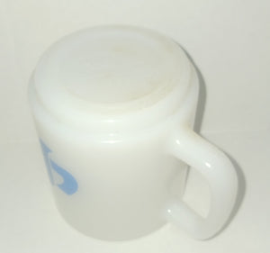 Glasbake Vintage Milk Glass Coffee Cup Albany Savings Bank Made in USA