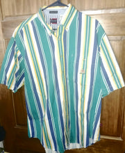 Load image into Gallery viewer, Bugle Boy Classics Vintage Men&#39;s Striped Casual Shirt Size Large Short Sleeves Pure Cotton 1990s
