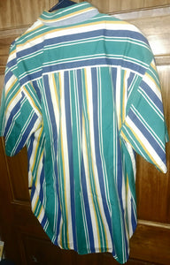 Bugle Boy Classics Vintage Men's Striped Casual Shirt Size Large Short Sleeves Pure Cotton 1990s