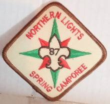 Load image into Gallery viewer, Vintage BSA Boy Scouts of America 1987 Northern Lights Spring Camporee Cloth Sew On Patch NWOT New

