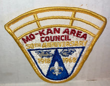 Load image into Gallery viewer, Vintage Mo-Kan Area Council Boy Scouts of America 50th Anniversary 1918 1968 Cloth Sew on Patch NWOT New Missouri Kansas
