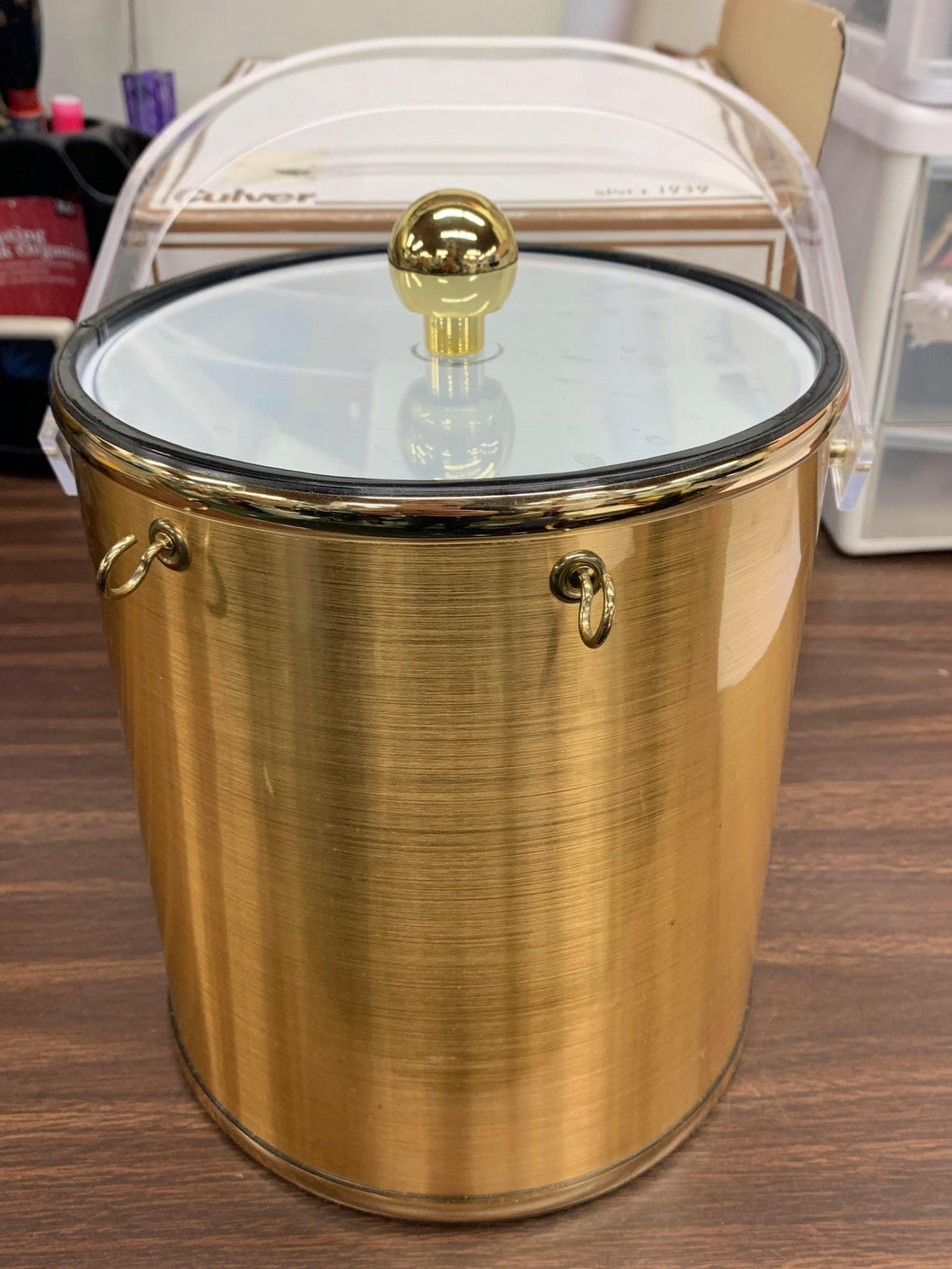 gold color vintage ice bucket