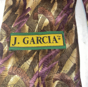 Vintage Jerry Garcia Snail Garden Collection Fourteen Men’s Tie 1996 Brown Tan Purple Prints 100% Silk