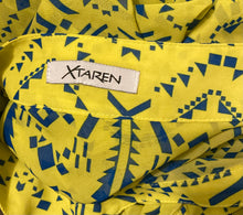 Load image into Gallery viewer, Xtaren Vintage Women&#39;s Neon Yellow with Blue Geomeyric Prints Tunic Size Large
