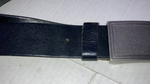 Men’s Black Leather Belt Made in Mexico Silver Tone Buckle