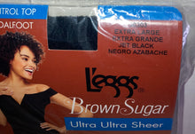 Load image into Gallery viewer, L’Eggs Brown Sugar Pantyhose NWOT New Size XL Jet Black 50303
