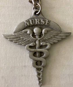 Nurse Caduceus Symbol Pewter Key Chain Faithful Creations