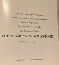 Load image into Gallery viewer, Mary Ann Noonan Guerra The Missions of San Antonio Paperback Book 1982 Texas Travel Souvenir
