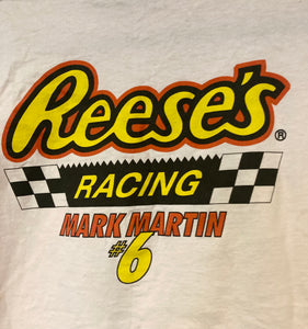 Vintage Mark Martin #6 Reese’s NASCAR Pink Graphic Print T-Shirt Adults Size Medium 40