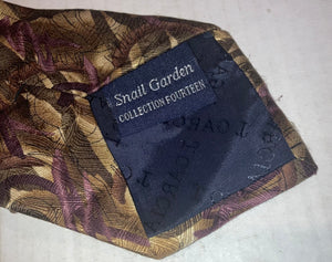 Vintage Jerry Garcia Snail Garden Collection Fourteen Men’s Tie 1996 Brown Tan Purple Prints 100% Silk