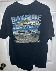 Bayside Harley-Davidson Portsmouth Virginia Military Graphic Print T-Shirt Mens Size XL