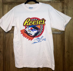 Vintage Mark Martin #6 Reese’s NASCAR Pink Graphic Print T-Shirt Adults Size Medium 40