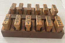 Load image into Gallery viewer, Vintage Money Order Stamp Set Louis Melind Company 1960s Wood Storage Tray Original Box
