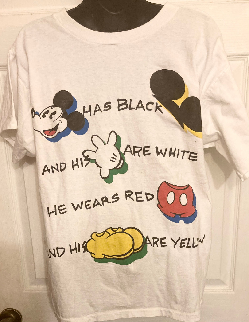 Vintage Mickey Mouse Disney Colors Graphic Print T-Shirt J.G. Hook Made in USA 1990s Single Stitch