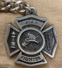 Load image into Gallery viewer, Fire Fighter Fine Pewter Key Chain Embossed Helmet Ladder
