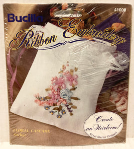 Bucilla Floral Cascade Sachet Ribbon Embroidery Kit 41008 NWOT New Vintage 1994 USA