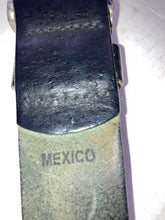 Load image into Gallery viewer, Men’s Black Leather Belt Made in Mexico Silver Tone Buckle
