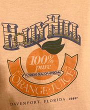 Load image into Gallery viewer, Vintage Rare Holly Hill Orange Juice T-Shirt Davenport Florida Jerzees Made in USA Size XL 46 Dark Pink Single Stitch Seams
