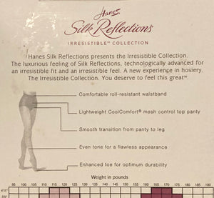 Hanes Silk Reflections Vintage Pantyhose Size CD Barely Black 1997 Style H01