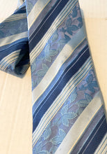 Load image into Gallery viewer, Calabrese 1924 Napoli Italy Men&#39;s Silk Necktie Blue Floral and Stripes Patterns
