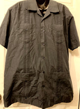 Load image into Gallery viewer, The Havanera Company Men’s Black Grey Button Down Casual Shirt Size Large Long Sleeves
