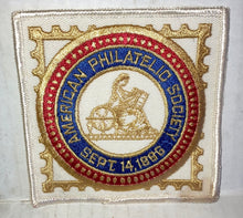 Load image into Gallery viewer, American Philatelic Society 1886 Logo Cloth Sew on Patch NWOT New Stamp Collecting
