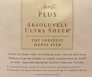 Hanes Plus Size Women’s Sheer Pantyhose NWT New 1999 Size Three Plus Ultra Sheer Style 00P29