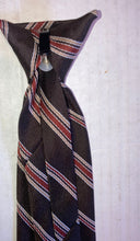 Load image into Gallery viewer, Vintage Boys Clip On Necktie Unbranded Brown Striped Design Polyester
