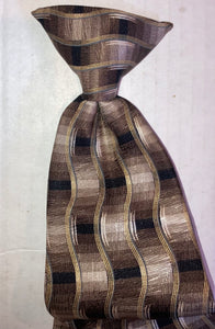 J.C. Penney Stanford Men’s Clip On Tie Silk Brown Geometric Patterns RN 51093