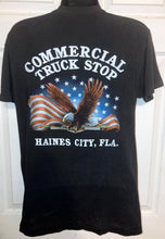 Load image into Gallery viewer, Vintage American Trucker Commercial Truck Stop Haines City Florida T-Shirt 1992 3D Emblem USA Single Stitch Fort Worth Texas
