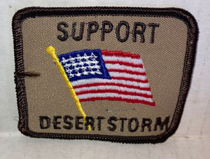 Vintage Support Desert Storm War American Flag Cloth Sew On Patch NWOT New 1990s Military Patriotic