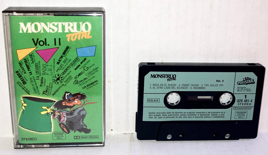 Monstruo Total Volume II Cassette Tape Vintage 1985 Polygram Polystar 826 481-4 Spain Import Various Artists