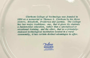 Clarkson College of Technology 60th Anniversary 1896 1956 Souvenir Vintage China Dinner Plate School Building Designs Balfour Ceramuc Attleboro Massachuesetts